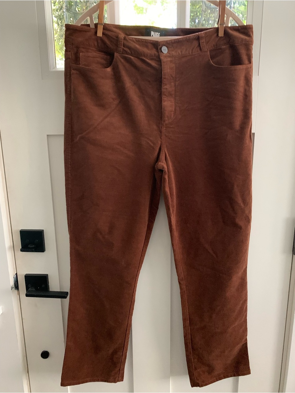 PAIGE Copper Brown Cropped Corduroy Ankle Pants